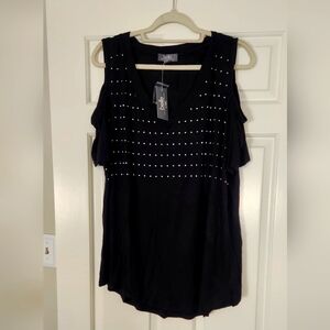 Black Sleeveless Top with Studded Detail
